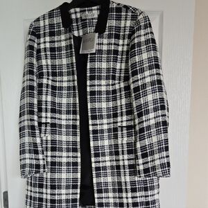 Kasper Women's Black, Blue & White Checkered Blazer